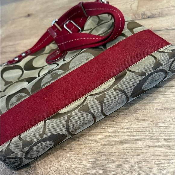 Coach Tan and Red Crossbody Bag Signature heritage y2k purse stripe designer - Picture 7 of 13